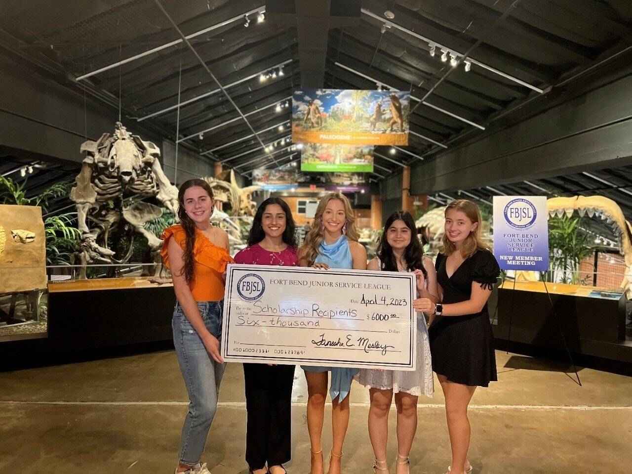 From left, Hadley Boudreaux, Katherine Bourgeois, Anvi Garyali, Ria Tahwar and Emilie Wakeman have received $1,000 scholarships from the Fort Bend Junior Service League. Not pictured: Alifiya Saleem.